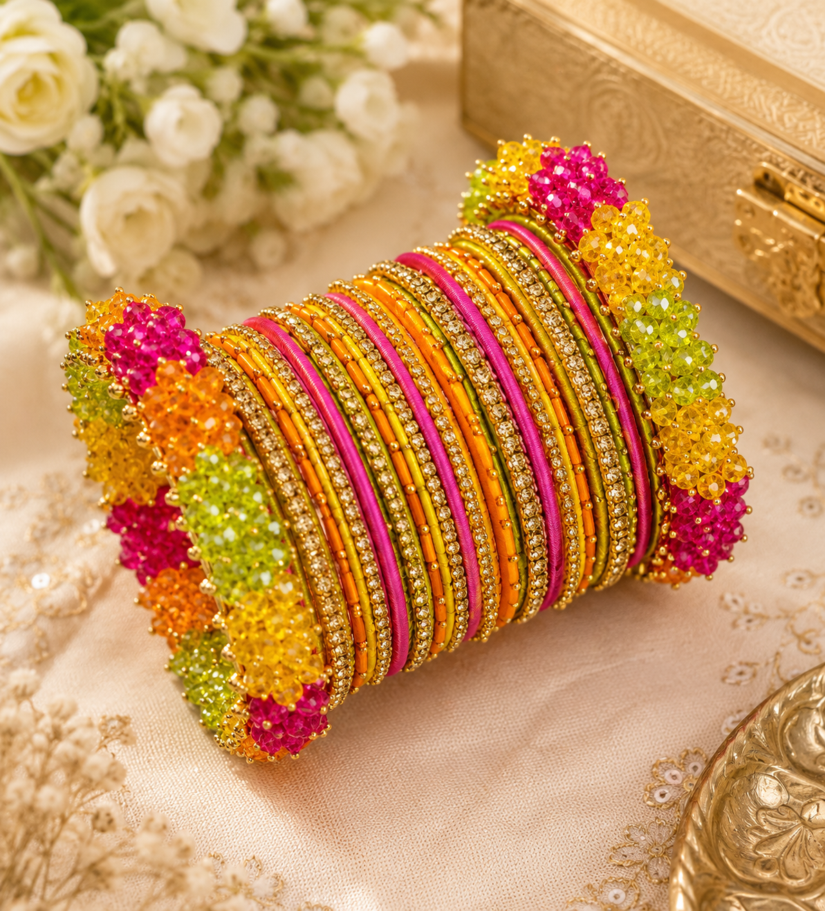 Mehndi Gajra Bnagle Set