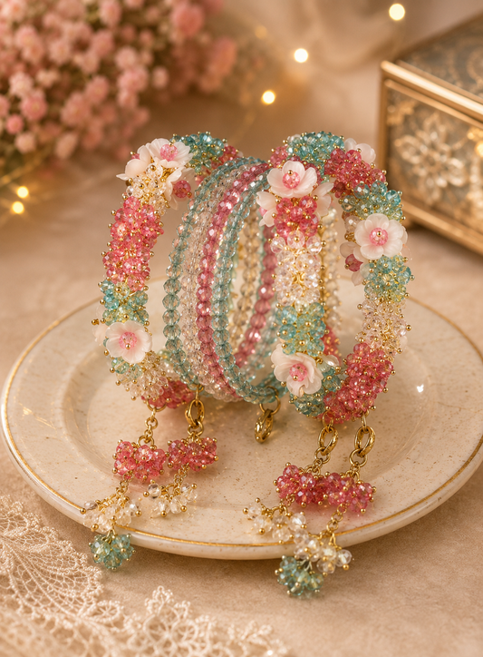 Floral Gajra Bangle + Earring Set