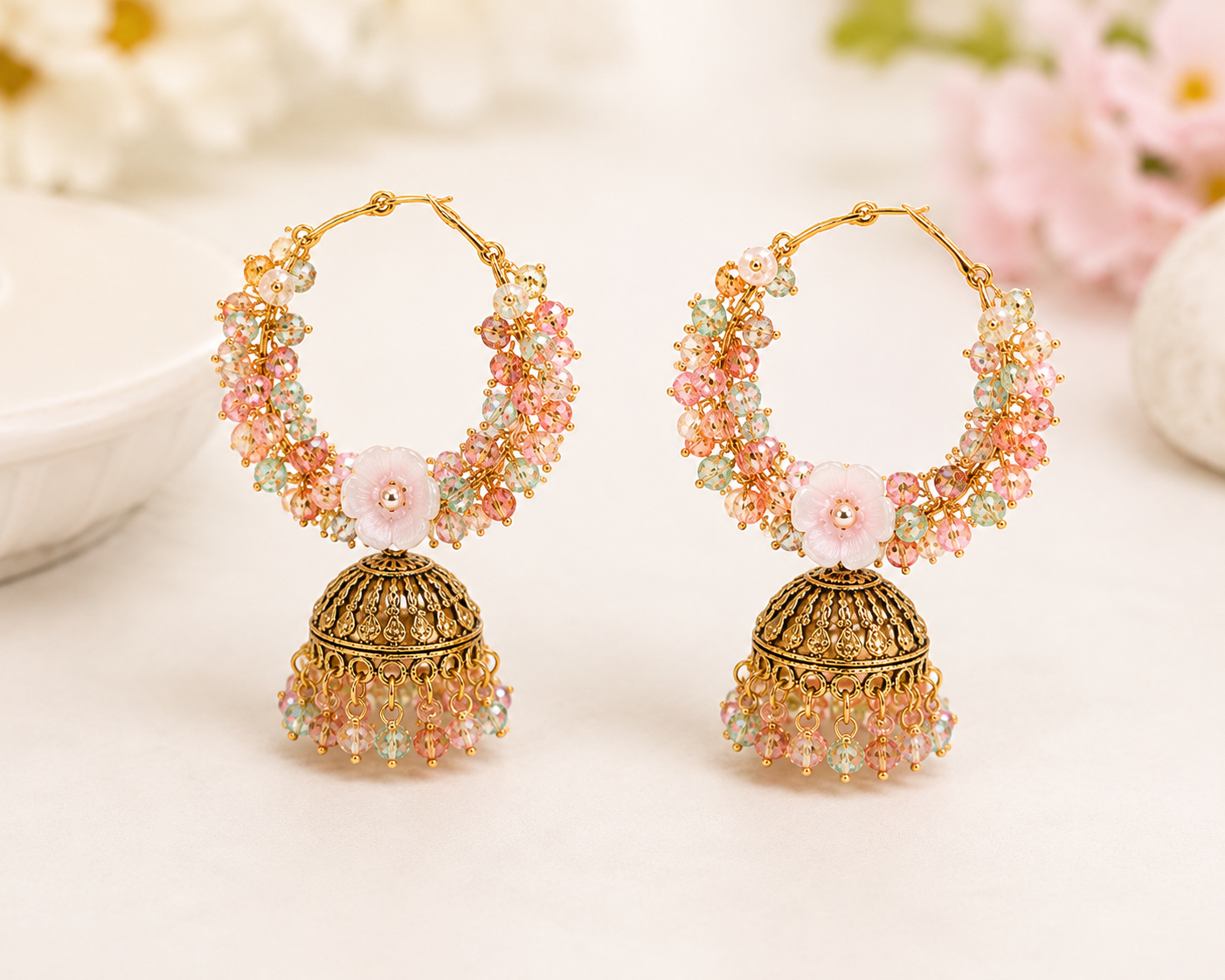 Floral Gajra Bangle + Earring Set