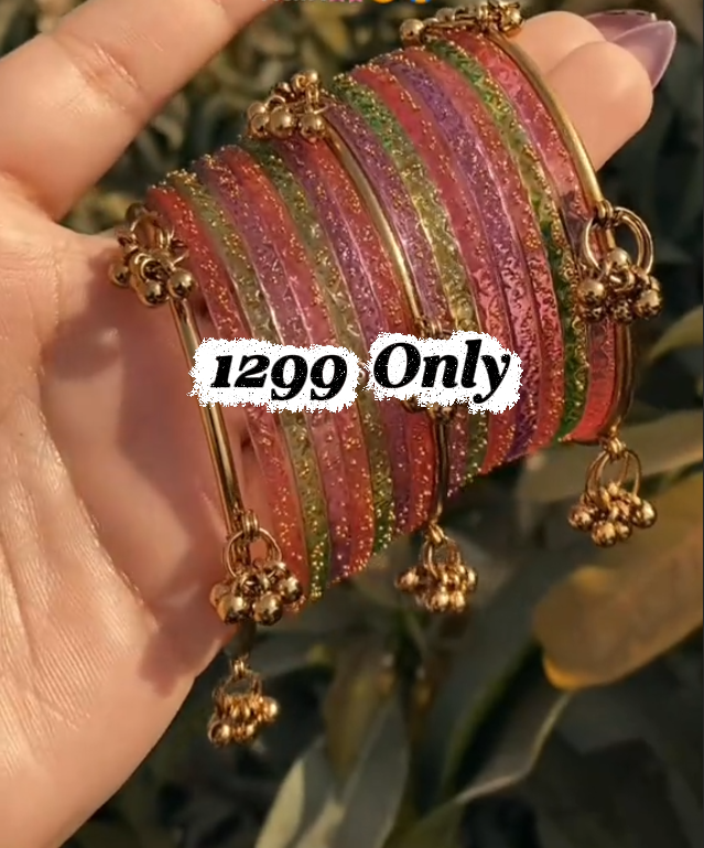 Kashmiri Glass Bangles (12 pcs)