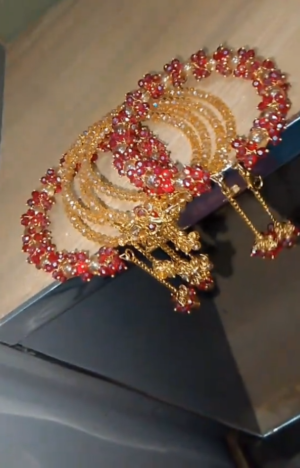 Red & Gold Gajra Set