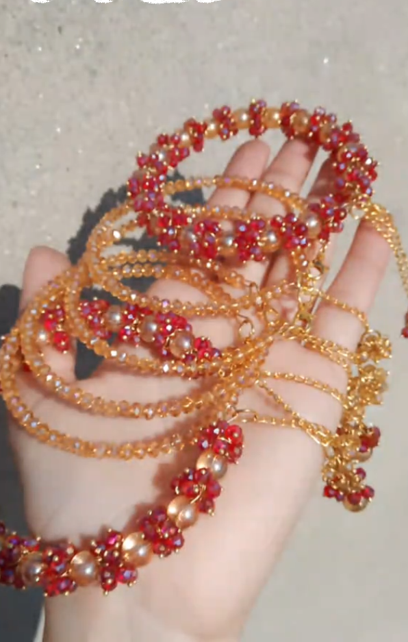 Red & Gold Gajra Set