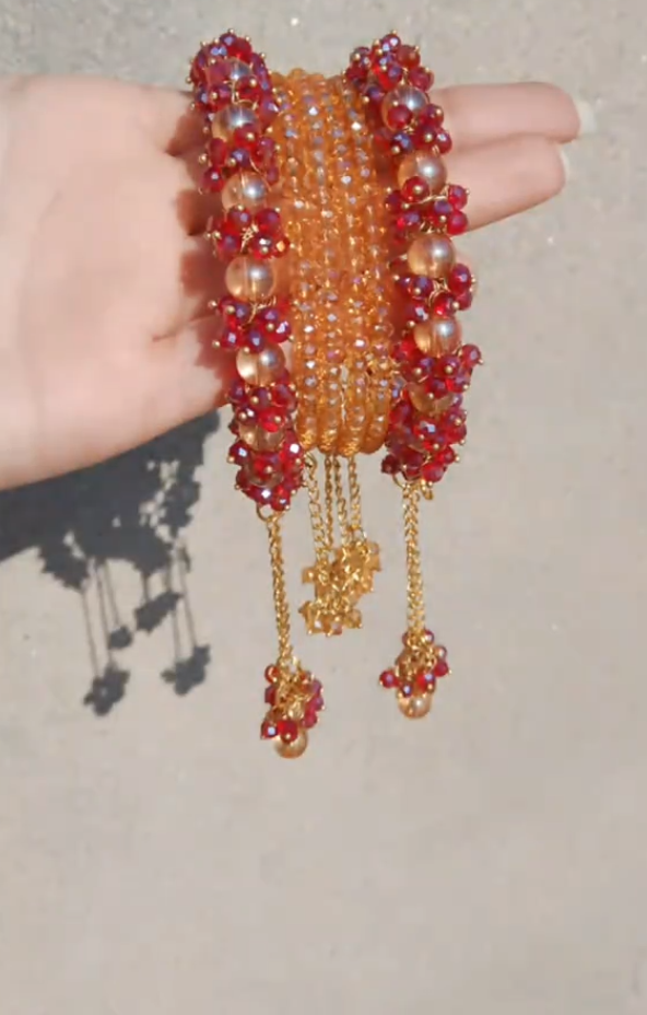 Red & Gold Gajra Set