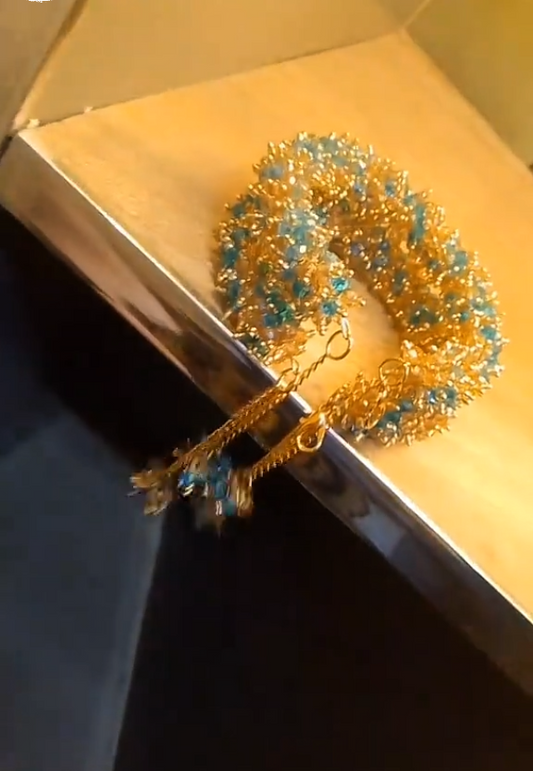 Aqua Gold Gajra Set