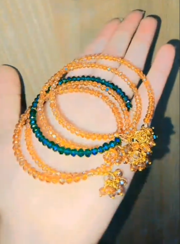 Green & Gold Gajra Set